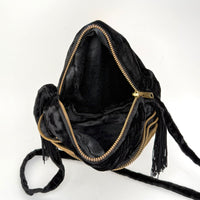 Zipper Rosette Velvet Bag