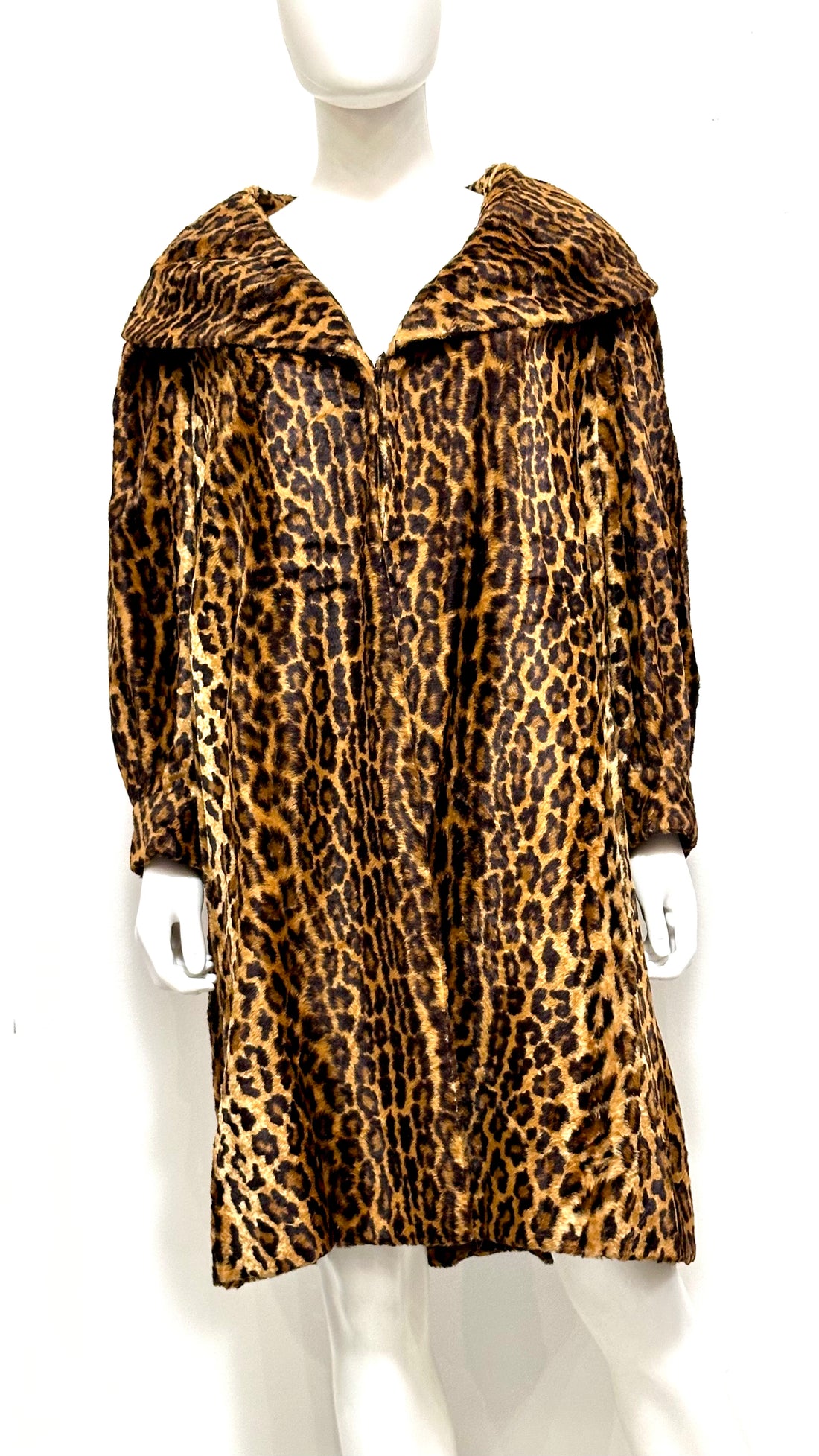 Faux Leopard Swing Coat