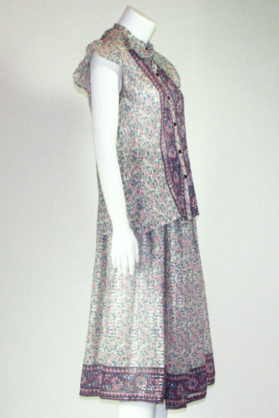 70s Indian Print Skirt Set