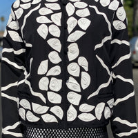 Black Jacket with Leather Floral Design