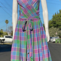80s Plaid Wrap Dress