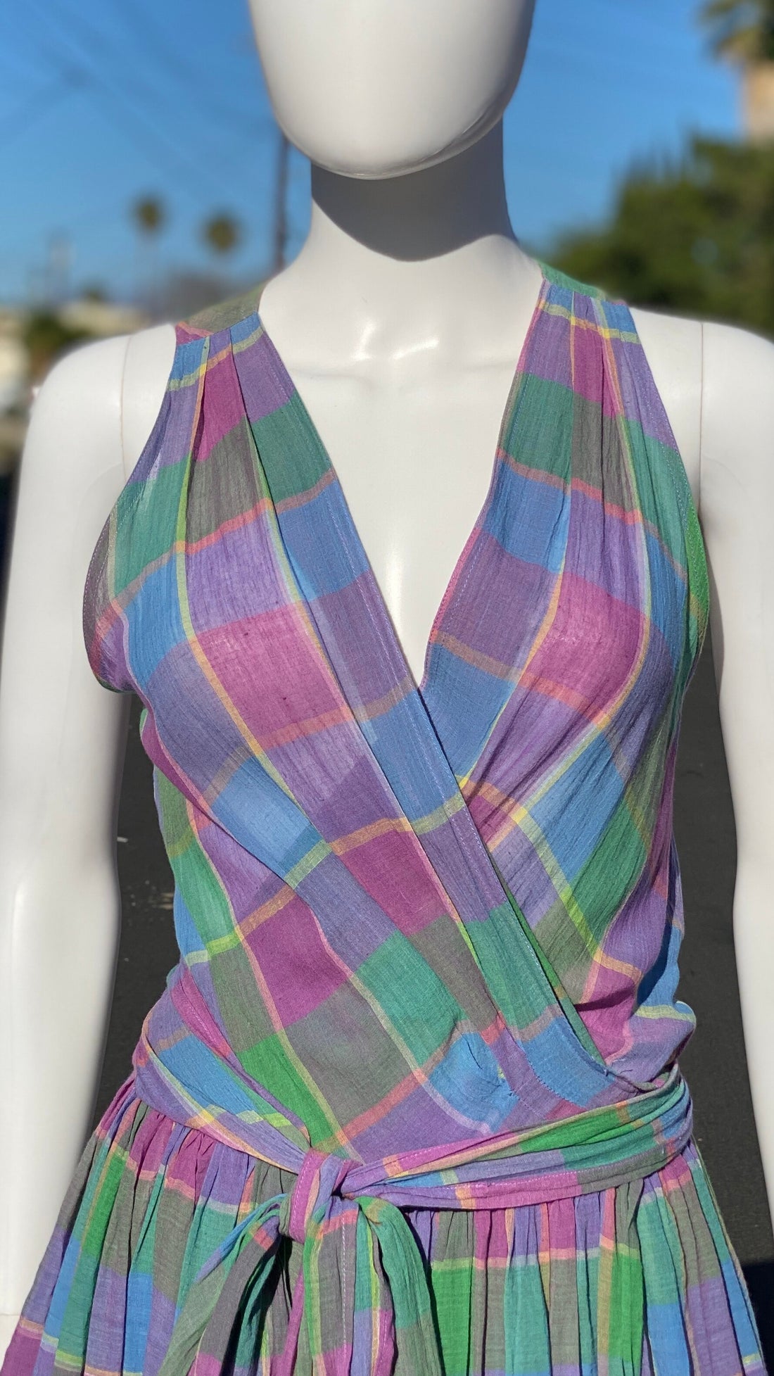 80s Plaid Wrap Dress