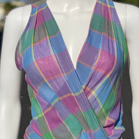80s Plaid Wrap Dress