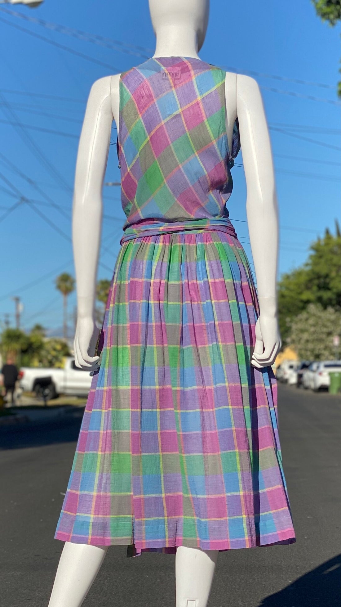 80s Plaid Wrap Dress
