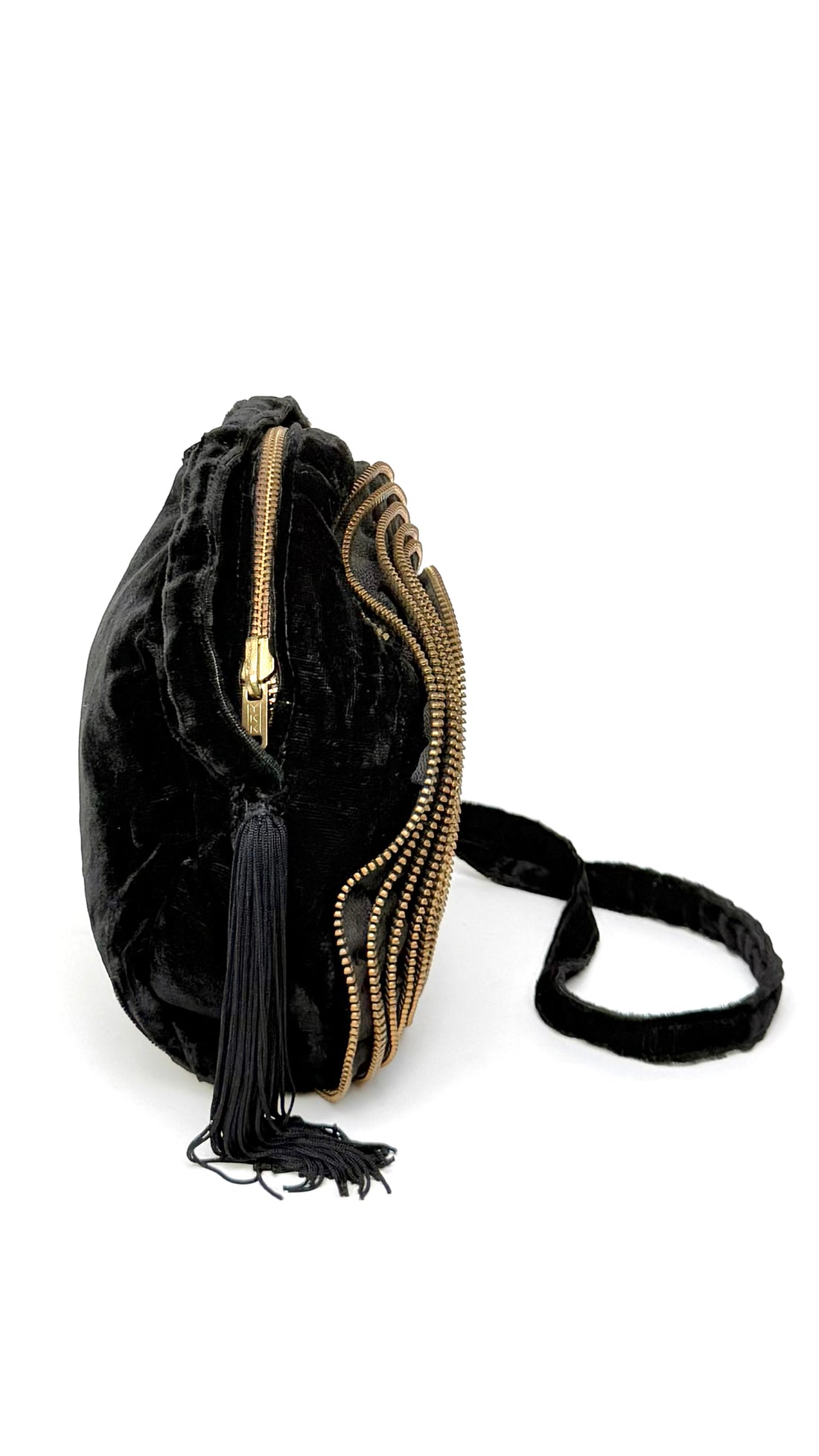 Zipper Rosette Velvet Bag