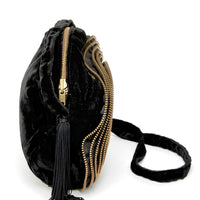 Zipper Rosette Velvet Bag
