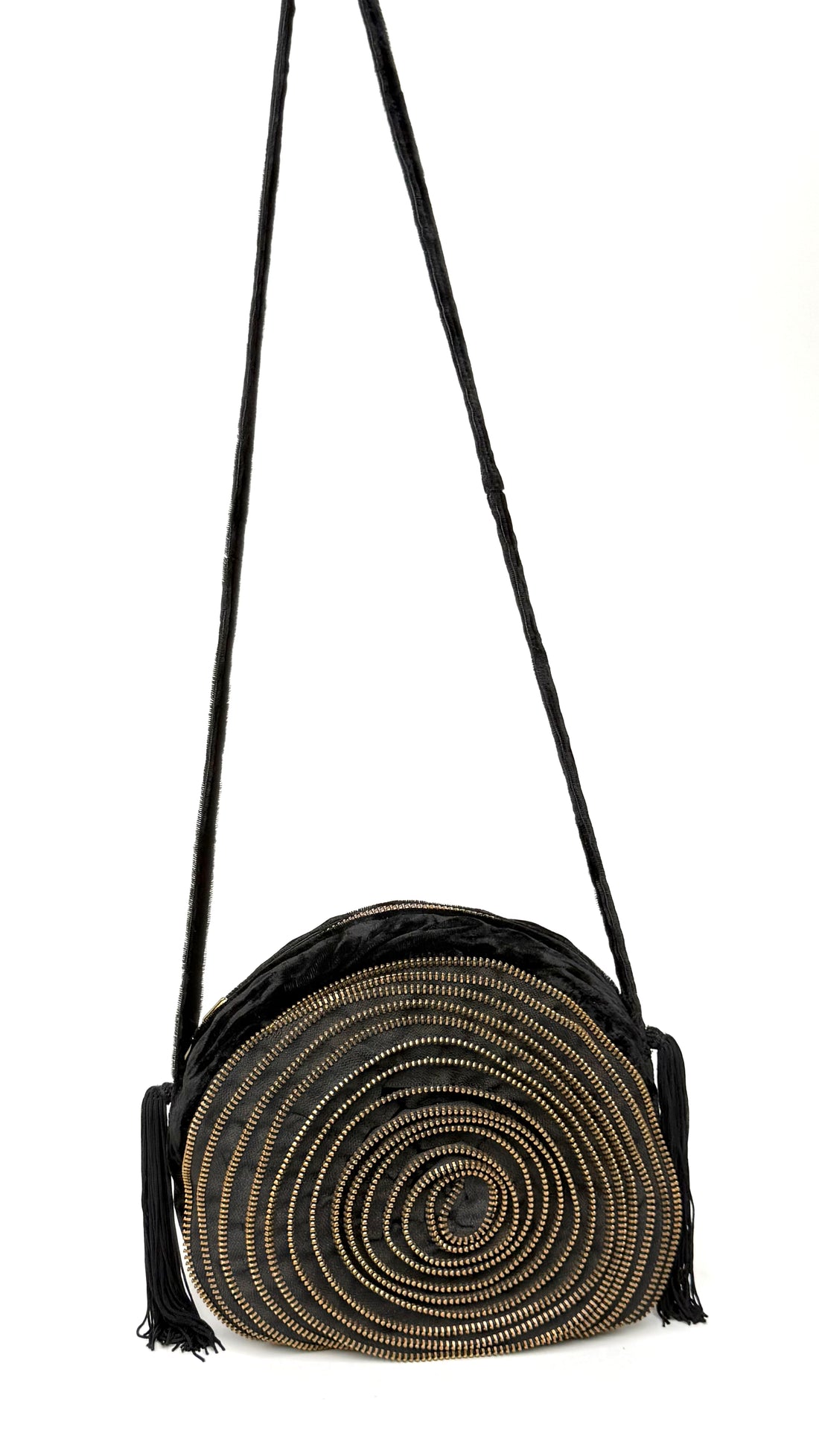 Zipper Rosette Velvet Bag