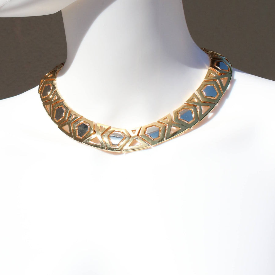 80s Geometric Reticulated Necklace
