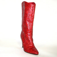 80s Red Biondini Snakeskin Boots