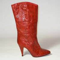 80s Red Biondini Snakeskin Boots