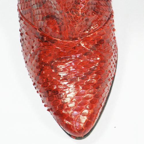 80s Red Biondini Snakeskin Boots