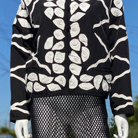 Black Jacket with Leather Floral Design