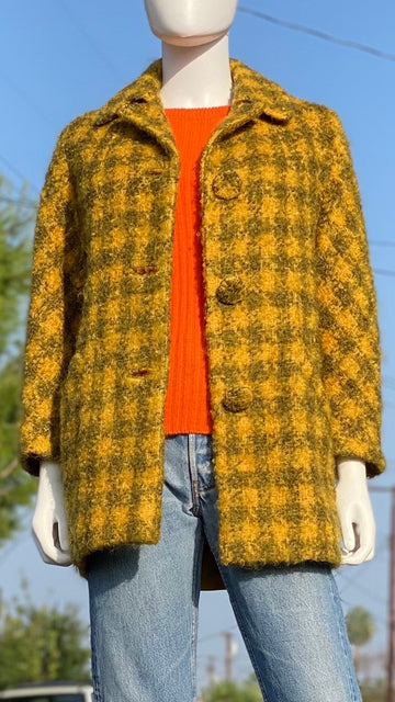 Mustard and Olive Mohair Coat